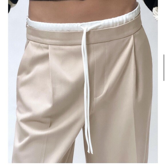 Zara Beige Wide-Leg Trousers - Picture 3 of 10